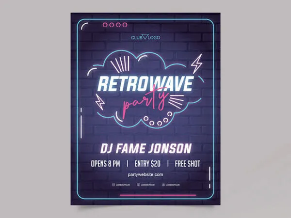 Navy Neon Nightclub Flyer Template 1