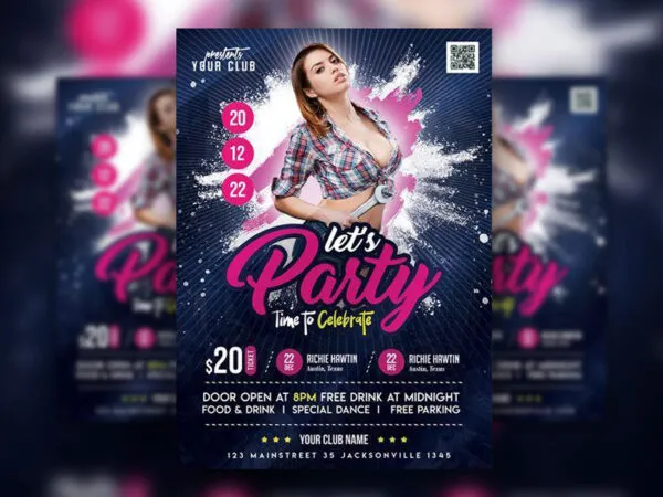 Navy Pink Modern Nightclub Flyer Template 1