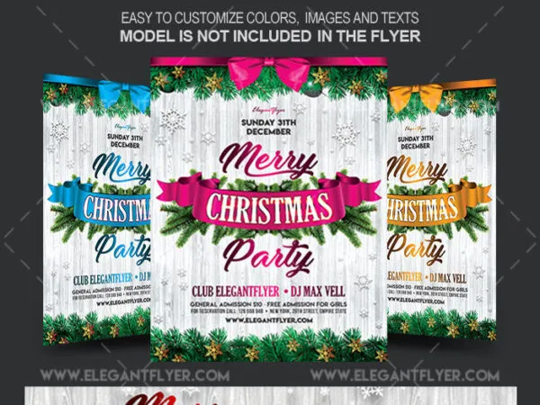 Neat Festive Christmas Party Flyer Template and Facebook Cover 1