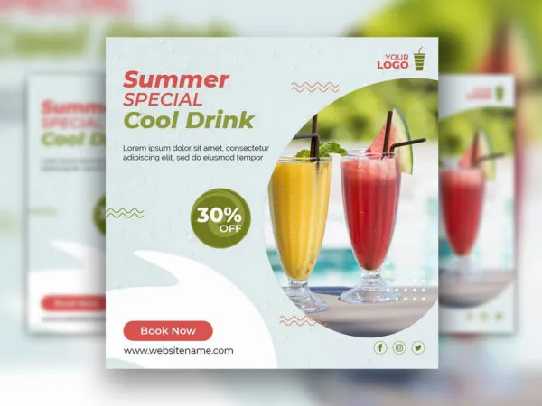 Neat Fresh Juice and Drinks Flyer Instagram Post Template 1