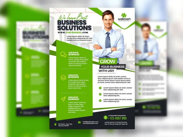 Neat Infographic White and Green Digital Business Marketing Flyer Template 1
