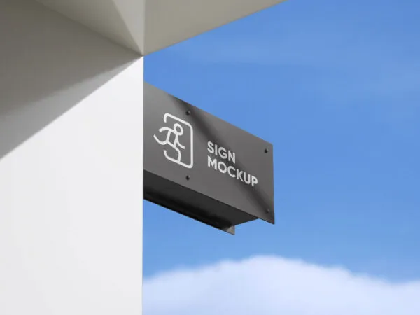 Neat Metallic Signage Mockup on Building 1