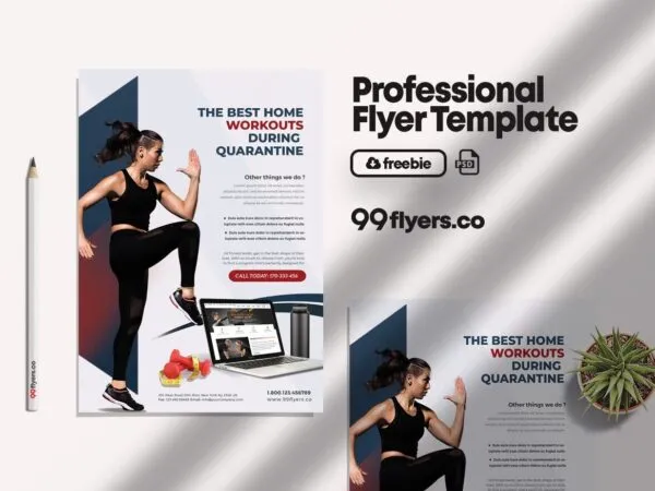 Neat Modern Online Personal Training and Workouts Flyer Template 1