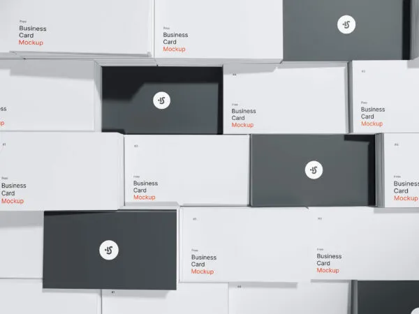 Neatly Arranged Grid of Business Cards Back and Front View Mockup 1