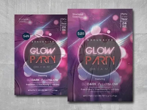 Neon Club Party Event Flyer Template 1