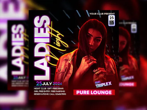 Neon Cool Pure Night Party Flyer Instagram Banner Template 1