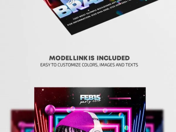 Neon DJ Party Flyer Template 1