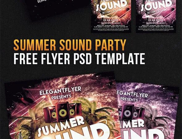 Neon Futuristic Summer Sound Party Flyer Template and Facebook Cover 1