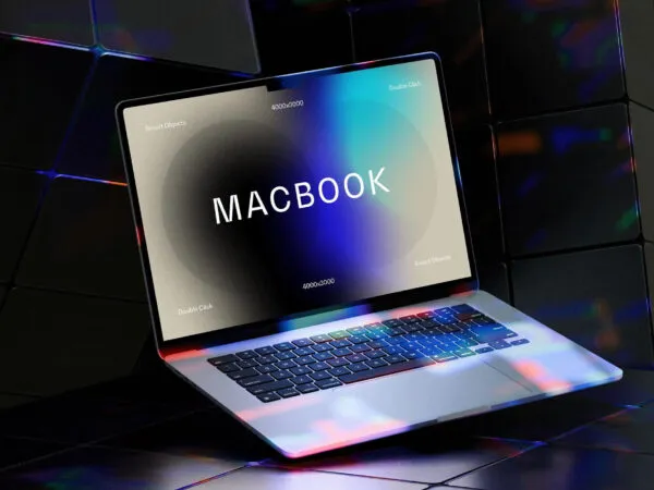 Neon Light MacBook Air Mockup 1