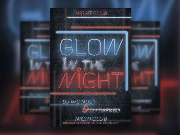 Neon Patterned Nightclub Flyer Template 1