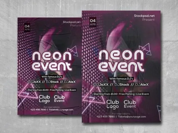Neon Purple Nightclub Event Flyer Template 1