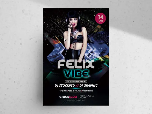 Neon Urban Geometric Music Event Flyer Template 1