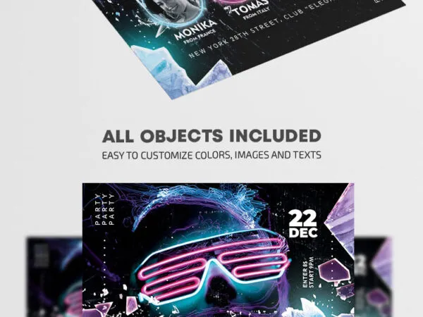 Neon Winter Holidays Event Flyer Template 1