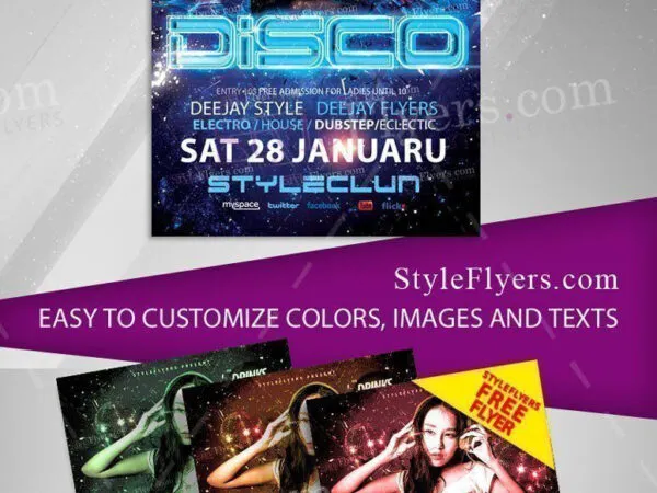Neon and Futuristic Disco Party Flyer Template 1