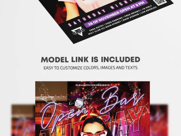 Neon and Playful Open Bar Flyer Template 1