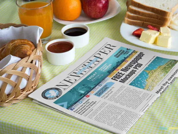 Newspaper Mockup on a Breakfast Table 1