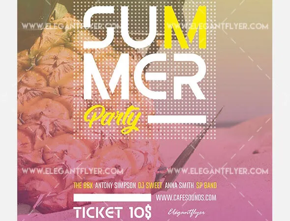 Nifty Dotted Summer Party Flyer and Facebook Cover Templates 1