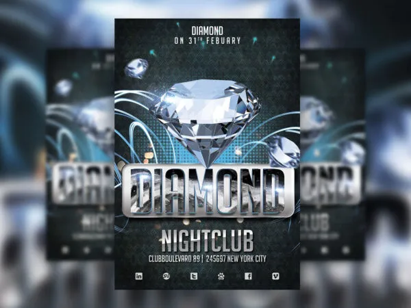 Night Club Event Flyer Template with Dark Blue Background 1