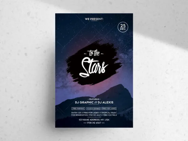 Night Event Flyer Template with Sparkle Sky Background 1