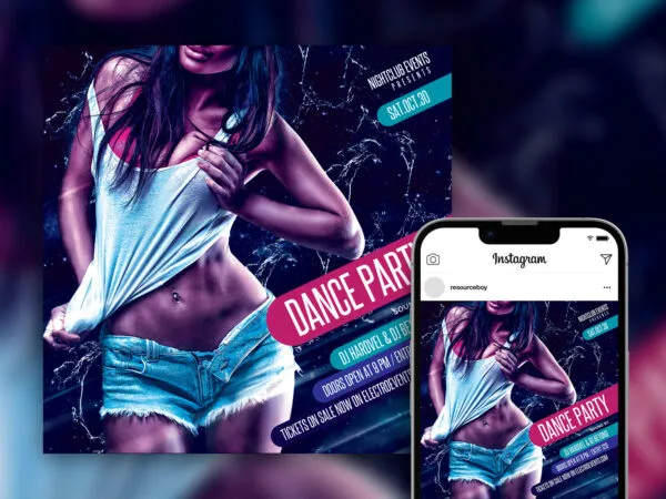 Nightclub Dance Party Instagram Post Template 1