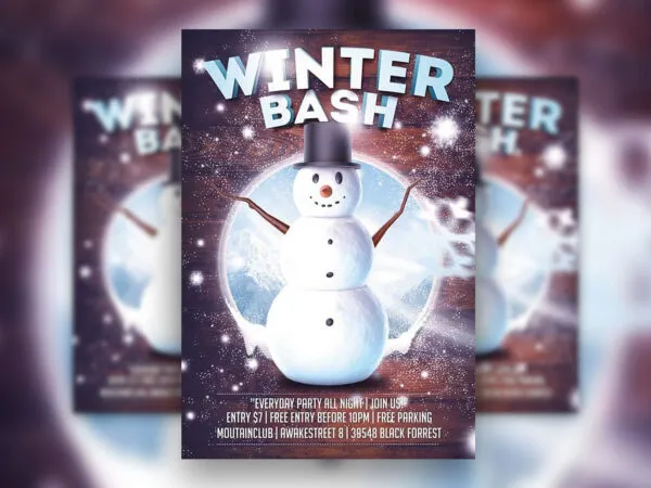 Nightclub Party Flyer Template with Winter Theme 1