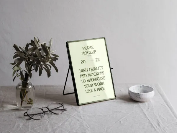 Nostalgic Mini Gold Frame Mockup on Table 1