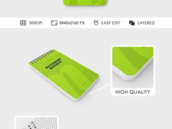 Notebook Mockup in 3 Different Sights 1