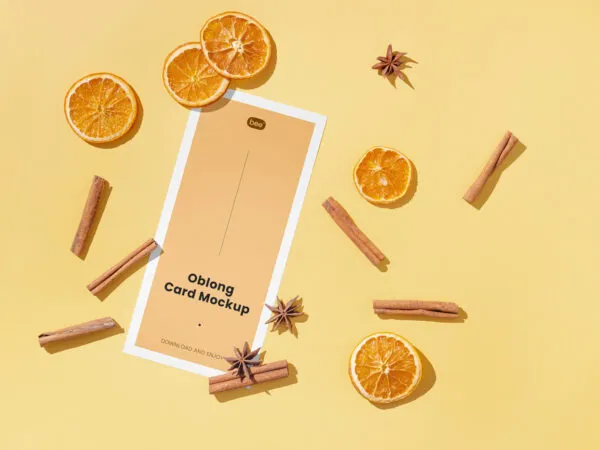 Oblong Card Mockup Featuring Dried Fruit and Cinnamon 1