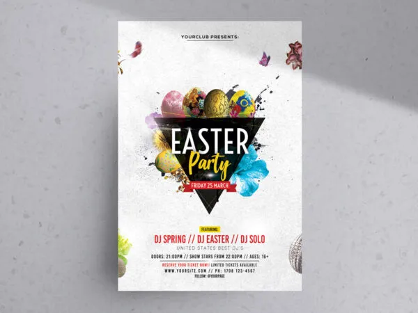 Off White Modern Easter Party Flyer Template 1