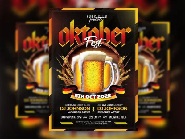 Oktoberfest Beer Party Flyer Template 1