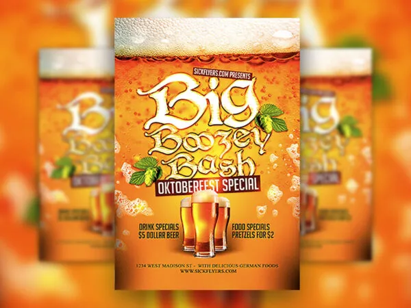 Oktoberfest Flyer Template Featuring Beer Pints 1