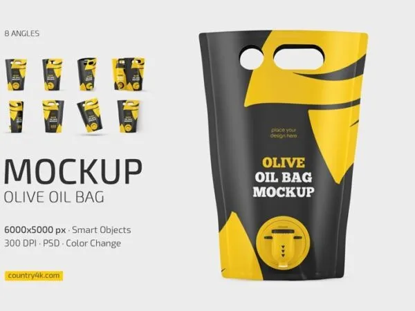 Olive Oil Bag Mockup in 8 Shots 1