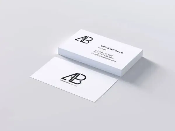 One Business Card in Front of a Pack of Cards Mockup 1