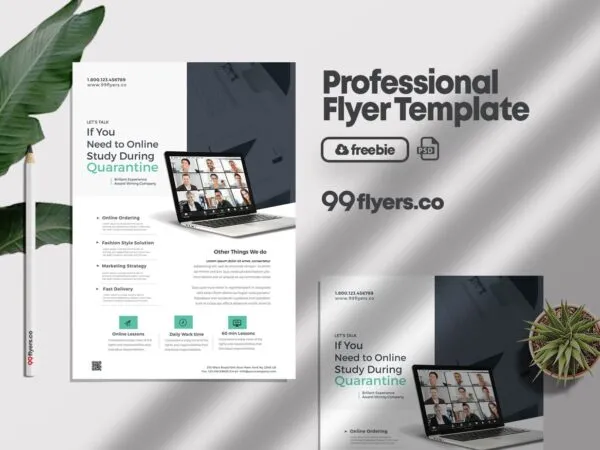 Online Home Learning Class Promotion Flyer Template 1