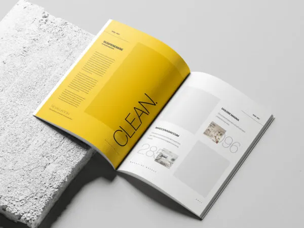 Open A4 Magazine Mockup on Concrete 1