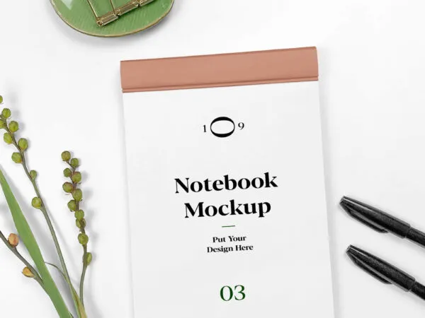 Open Notebook with Similar Items Surrounding Mockup 1