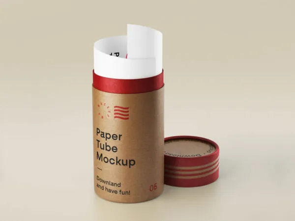 Open Paper Tube Mockup with Cap 1