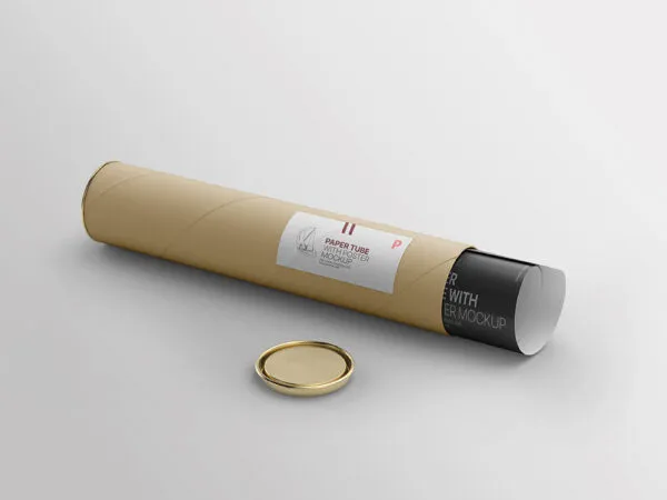 Open Paper Tube with Poster Inside Mockup 1
