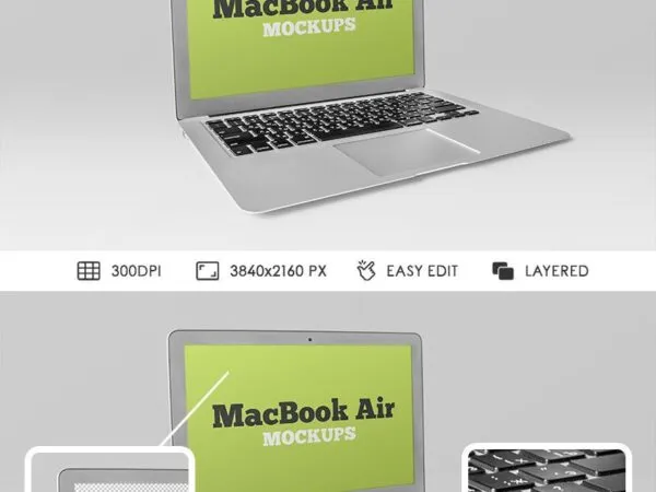 Open Silver MacBook Air Mockup 1