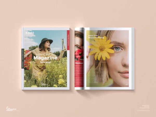 Open and Closed Letter Size Magazine Mockup 1