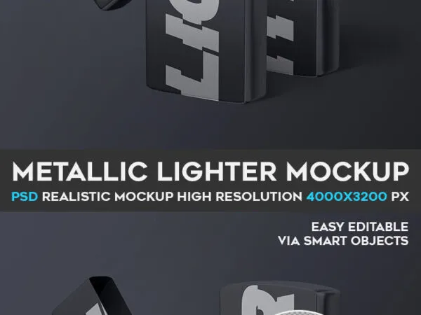 Open and Closed Metallic Zippo Lighter Mockup 1