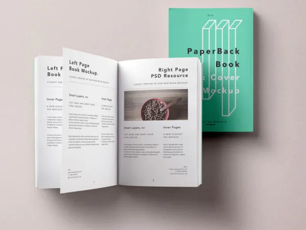 Opend Paperback Book Mockup 1