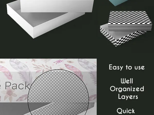 Opened Cardboard Horizontal Packaging Box Mockup 1