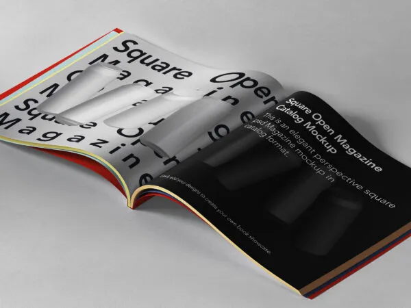 Opened Inside Square Magazine Mockup 1