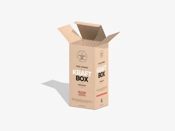 Opened Kraft Cardboard Box Mockup 1