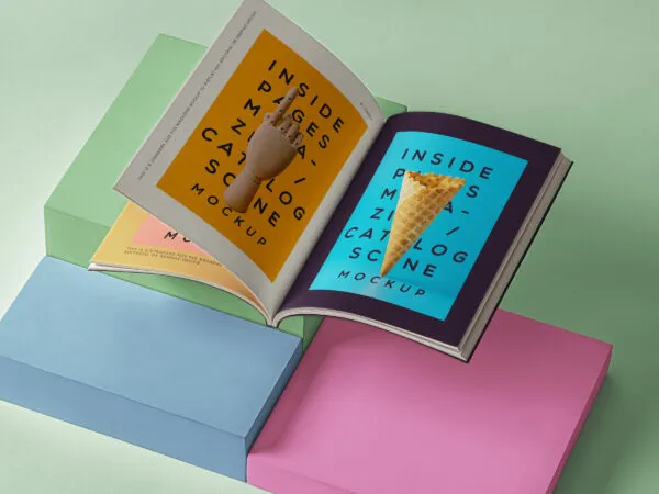 Opened Magazine Catalog Mockup 1