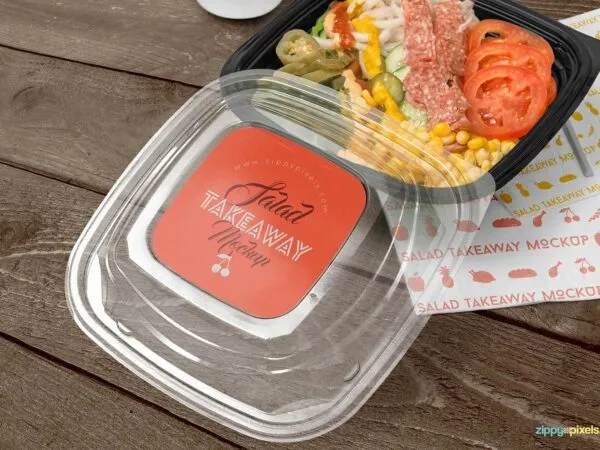 Opened Takeaway Food Box Mockup 1
