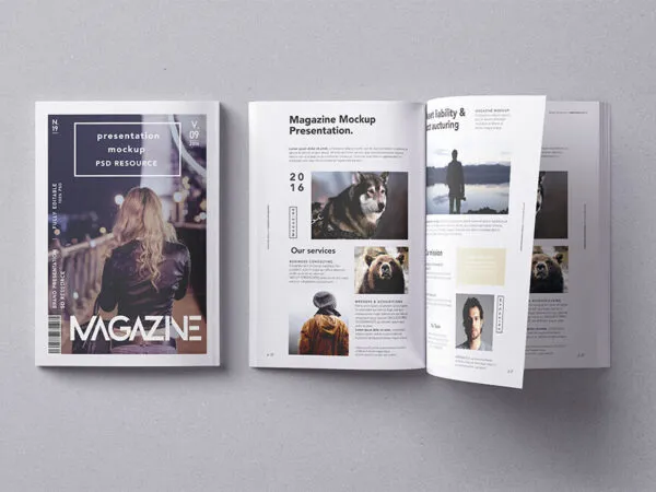 Opened and Closed Versions of Magazine Mockup 1