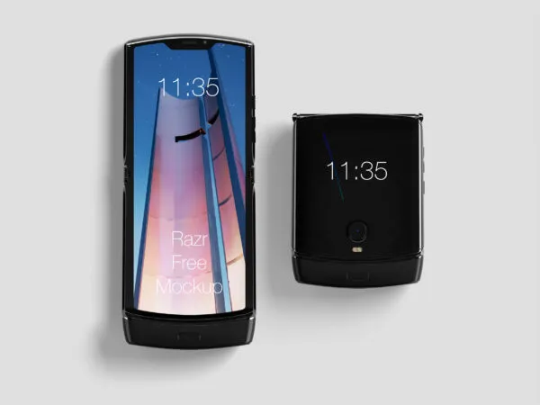 Opened and Folded Motorola Razr Mockup 1