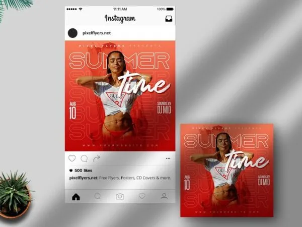 Orange Instagram Post Summer Party Template 1